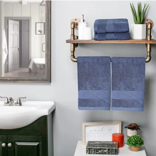 Vista 4 de RUIBOLU Juego de 2 toallas de mano para baño, toallas de mano de algodón ultra suaves y altamente absorbentes, tamaño 14 x 30 pulgadas, toallas
