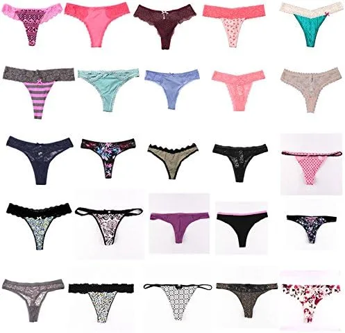 Vista 3 de UWOCEKA Tangas sexys para mujer, ropa interior sexy con espalda en T, paquete de 20 unidades de tanga con cuerdas G