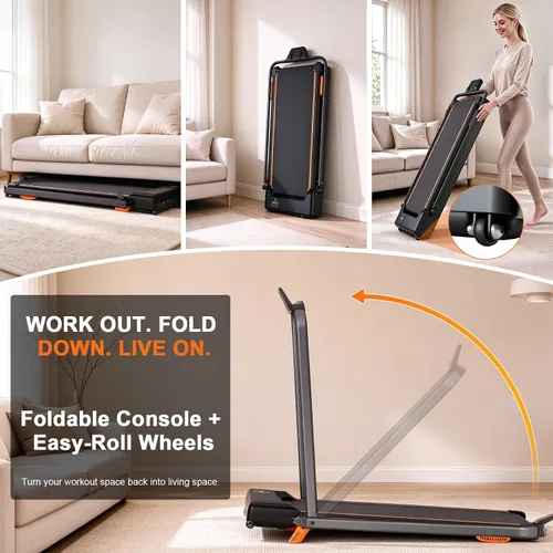 Vista 8 de MEE GOO Walking Pad Treadmill with 12% Incline and Handle Bar, 2 in 1 Under Desk Treadmill for Home Office, 0.6-7.5 MPH, 330 LBS Capacity, Remote