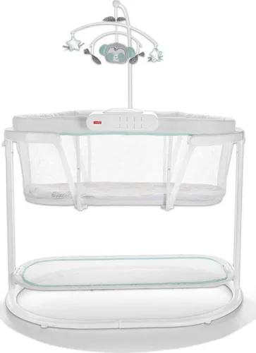 Vista 5 de Fisher-Price Cuna de Colecho para Bebé con Movimientos Suaves y Luces, Música, Vibraciones y Móvil de Juguete para Recién Nacidos de 0+ Meses, Sweet