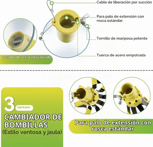 Vista 4 de Dreyoo Juego de 3 cambiadores de bombillas, poste no incluido, amarillo