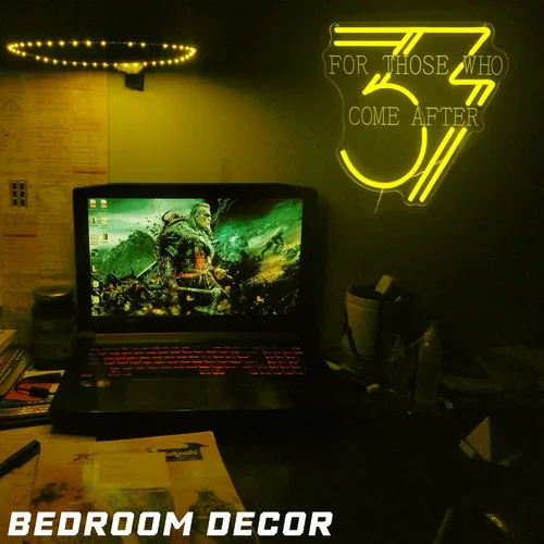 Vista 6 de Letrero LED para aquellos que vienen después, 33 letreros de neón con temática de juego de rol, decoración de juegos de fantasía, luz LED Cyberpunk