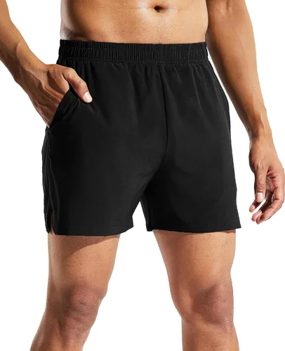 Vista 2 de MIER Pantalones cortos deportivos para correr de 5 pulgadas para hombre con bolsillos, de secado rápido, ligeros, pantalones cortos de entrenamiento
