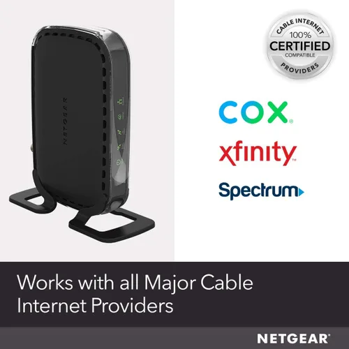 Vista 3 de NETGEAR - Módem de cable compatible con todos los proveedores de cables, incluyendo Xfinity by Comcast, Negro