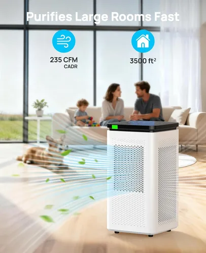 Vista 3 de Purificadores de aire para habitaciones grandes del hogar de hasta 3500 pies cuadrados, H13 True HEPA 0.1 micrones 99.97% filtración con filtro