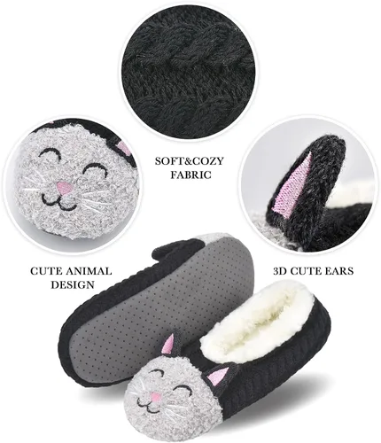 Vista 2 de Womens CozyWarm Animal Slipper Socks with Grippers-House Socks