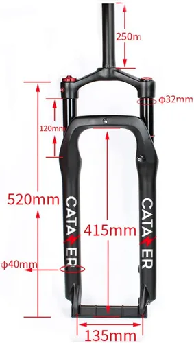 Vista 3 de Air Fat Bike Tenedor 26x4.0 Snow Fat Bike Front Fork Travel 4.724 in Aleación de aluminio Fat Fork Bike para neumático de 4.0