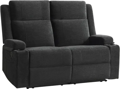 Vista 8 de Sofá biplaza reclinable manual, sofá reclinable de 2 plazas