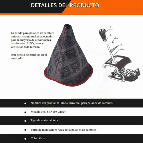 Vista 4 de Funda universal de palanca de cambio, funda para el polvo de tela para palanca de cambio manual/automática (Gris)