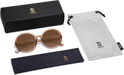 Vista 6 de SOJOS Gafas de sol redondas vintage para mujer estilo clásico retro SJ2121
