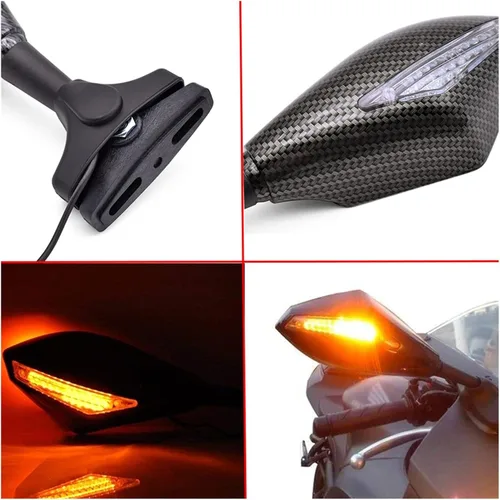 Vista 7 de Para Yamaha MT25 YBR 125 YZF R15 XT660 TMAX 500 530 XP500 retrovisor lateral de motocicleta Retrovisores Indicador de señales de giro con luces LED