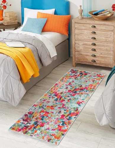 Vista 19 de Unique Loom Chromatic Collection Alfombra de Área - Champagne (2' 2" x 6' Runner, Azul Claro/Azul)