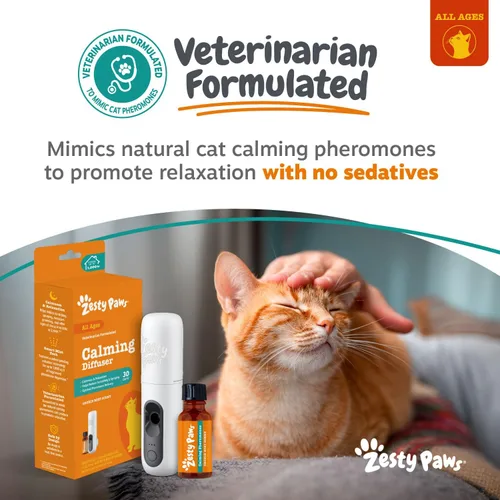 Vista 6 de Zesty Paws Kit de iniciación de difusor calmante de feromonas para gatos, difusor calmante para gatos, para estrés, rociado de orina, arañazos, aseo