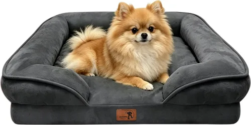 Vista 34 de Spotted Play Cama ortopédica para perros con lados, sofá cama para perros pequeños, sofá cama de espuma de apoyo para mascotas con funda extraíble