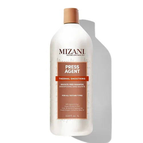 Vista 9 de Mizani Press Agent Champú sin sulfato Hidrata el cabello para peinar con calor, soplar y prensa de seda Sella el cabello de la humedad