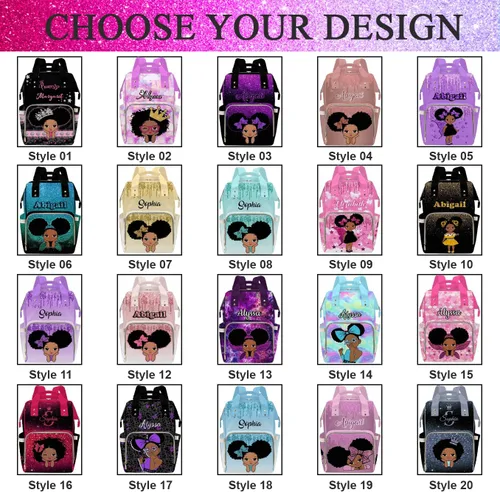 Vista 2 de Artsadd Bolsa de pañales personalizada con nombre Mochila de bebé personalizada para mamá, pattern 02, Mochilas Daypack