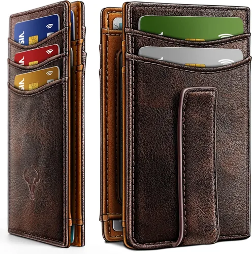 Vista 9 de BULLIANT Billetera Airtag para hombre, delgada con clip para dinero, cierre magnético, 12 tarjetas en el bolsillo frontal, bloqueo RFID
