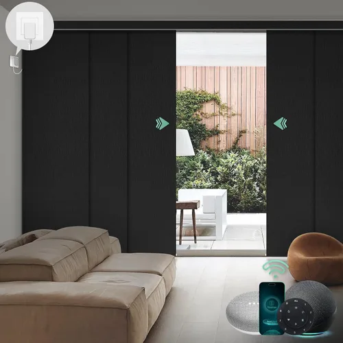 Vista 15 de Yoolax - Persianas deslizantes inteligentes personalizadas XL, persianas verticales de tela opacas para puertas de vidrio. Separador de habitación