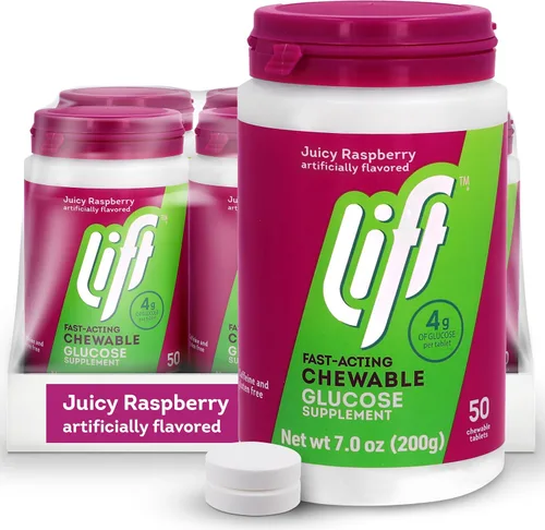 Vista 14 de Lift Glucosa, tabletas energéticas masticables de glucosa de acción rápida, arándano, tarro de 50 unidades (paquete de 1) Chewable glucose tablets