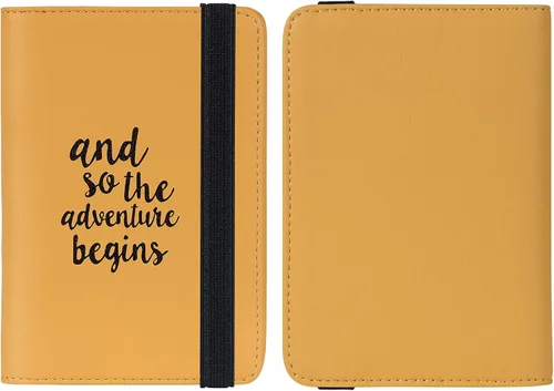 Vista 2 de Casmonal Funda para pasaporte, cartera con bloqueo RFID, funda de cuero, organizador de documentos de viaje, Combo de vacunación amarillo