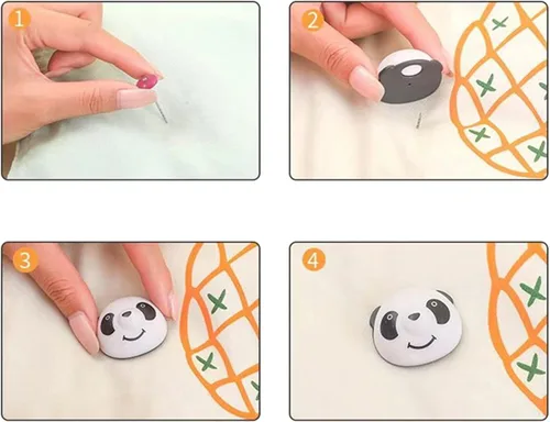 Vista 6 de Juego de 8 piezas de panda, hebillas de fijación para edredón, clips antideslizantes para funda de edredón, pasadores de edredón reutilizables