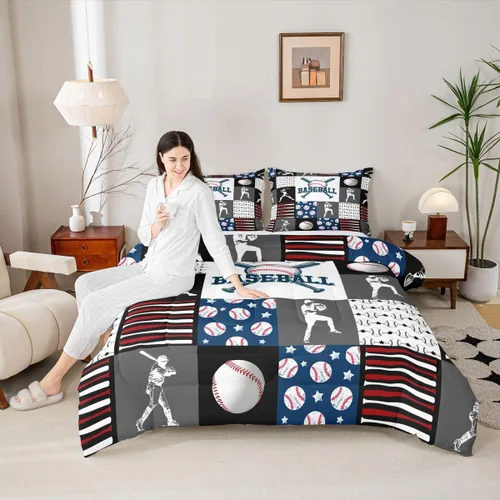Vista 140 de Juego de ropa de cama de baloncesto para niños y adolescentes, juego de edredón deportivo para niños, tamaño matrimonial, suave, ligero, decoración