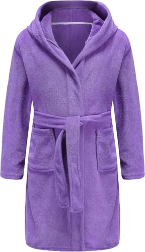 Vista 3 de E.W Apparel Bata de baño con capucha de toalla para niños y niñas, bata de vestir, bata de tela de rizo suave Aguamarina