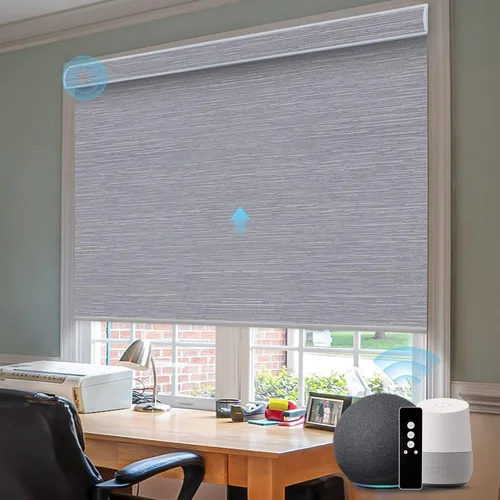 Vista 34 de SmartWings Z-Wave/Zigbee Smart - Persianas enrollables, vinilo beige Persianas motorizadas eléctricas 100% opacas con control remoto, persianas
