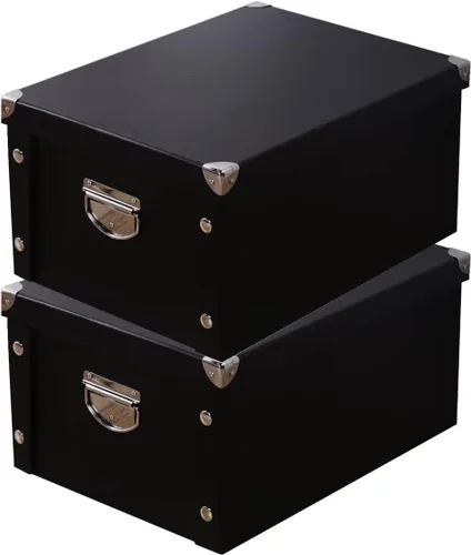 Vista 18 de GUOZI Caja de almacenamiento plegable, caja de memoria decorativa con tapa y esquinas reforzadas de metal, contenedor de archivos de cartón