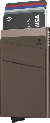 Vista 51 de VULKIT Card Holder with Money Pocket Pop Up Wallet RFID Blocking Slim Metal Bank Card Case Holds 5 Cards and Notes