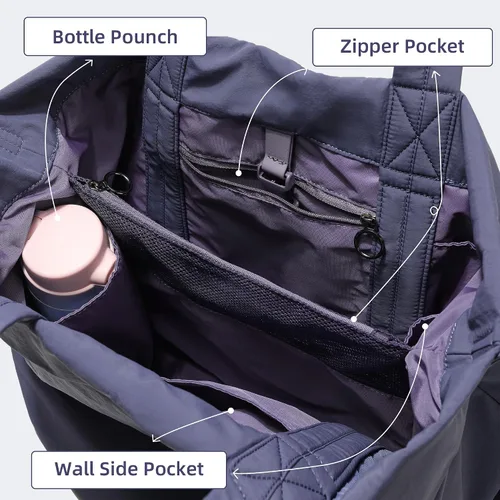 Vista 5 de FODOKO Hobo Crossbody Bags 2.0, 19L Totes Bolso grande con correas para mujer, múltiples bolsas de hombro de nailon para viajes gimnasio