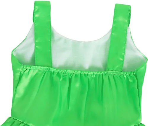 Vista 5 de Jurebecia Disfraz de princesa Tinkerbell para niñas, disfraz de Halloween, fiesta de cumpleaños, vestido de hada con alas