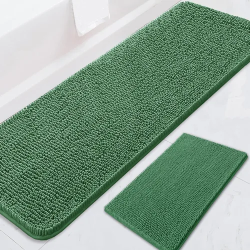Vista 11 de Juegos de alfombras de baño de 2 piezas, alfombra de baño de felpilla extra suave ultra absorbente, alfombra de baño con base antideslizante de PVC