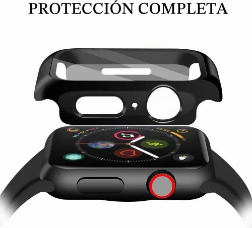 Vista 4 de YMHML - [Juego de 2] Protector de pantalla de vidrio templado compatible con Apple Watch de 38mm Series 3/2/1 con estuche negro duro, cubierta