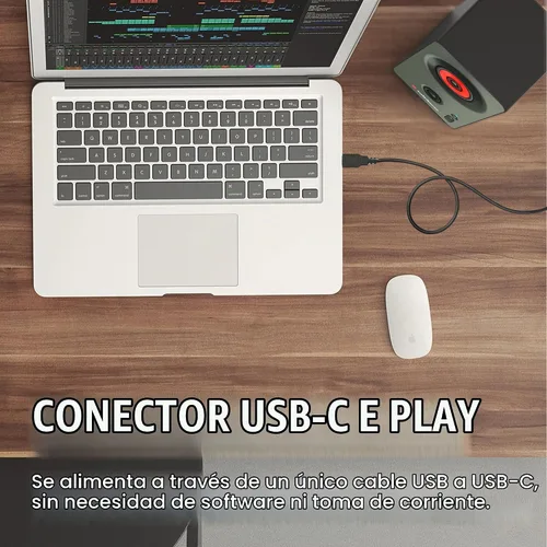 Vista 3 de Audiosource Altavoces de escritorio para PC con Bluetooth 5.3, USB-C Plug & Play, altavoces de computadora estéreo 2.0 con controladores duales