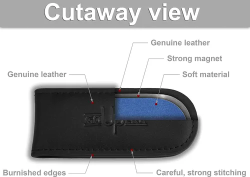 Vista 3 de GoUpEra Billetera magnética con clip para dinero para hombre - Billeteras de cuero con bolsillo frontal minimalista