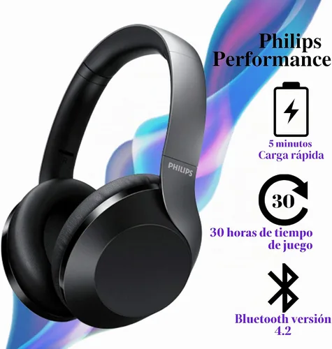 Vista 2 de PHILIPS PH802 - Auriculares inalámbricos Bluetooth sobre la oreja con aislamiento de ruido estéreo con audio de alta resolución, hasta 30 horas