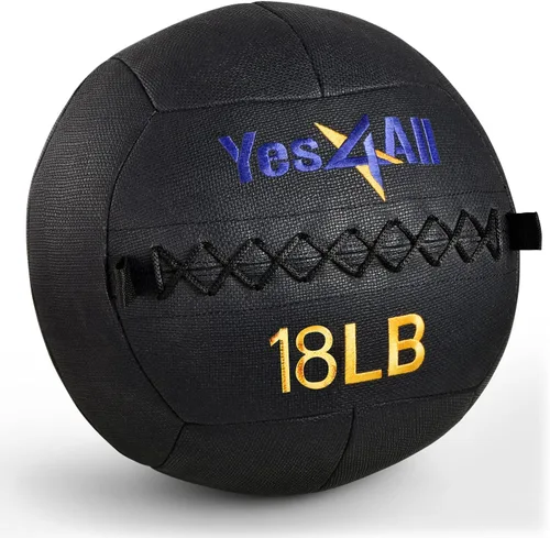 Vista 3 de Yes4All Bola de pared, bola de arena de hierro con peso de cuero suave para ejercicio multifuncional dinámico, 6 libras - 30 libras