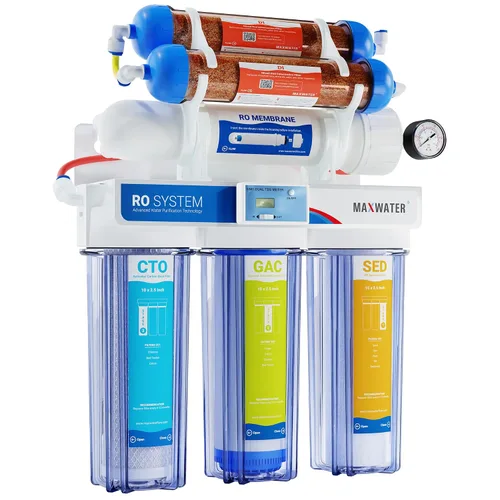 Vista 7 de Max Water Sistema de filtro de agua de ósmosis inversa portátil de 3 etapas, sistema de filtración de agua RO de 50 GPD para acuario, plantas