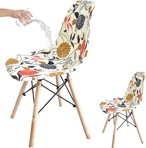 Vista 56 de HAOYONG Fundas para silla de comedor modernas de mediados de siglo, funda estampada para silla sin brazos, fundas elásticas para cocina, oficina