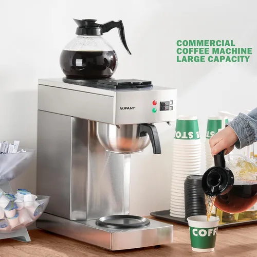 Vista 3 de NUPANT Cafetera de 12 Tazas 1.8L Cafetera Comercial de Goteo Cafetera de Café con Pico Vertidor con 2 Jarras de Vidrio y 2 Placas Calentadoras