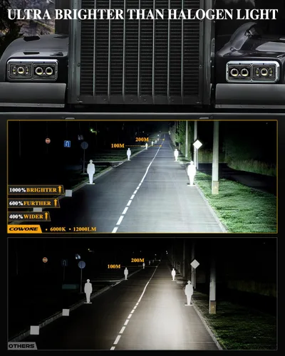 Vista 3 de Faros delanteros LED homologados por DOT de 4 x 6 pulgadas, 1000% más brillantes, 120W, compatibles con Kenworth T800 T600, Peterbilt 379