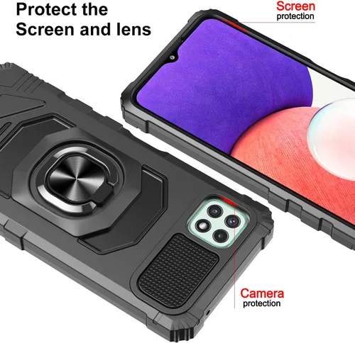 Vista 4 de Funda compatible con Boost Mobile Celero 5G Plus 2023 con protector de pantalla de vidrio [grado militar] anillo de montaje en automóvil con soporte