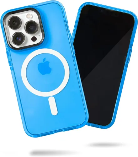 Vista 90 de SteepLab Funda de barrera para iPhone 13, protección de 360 grados que absorbe impactos con bisel elevado y colores llamativos (cielo azul brillante)