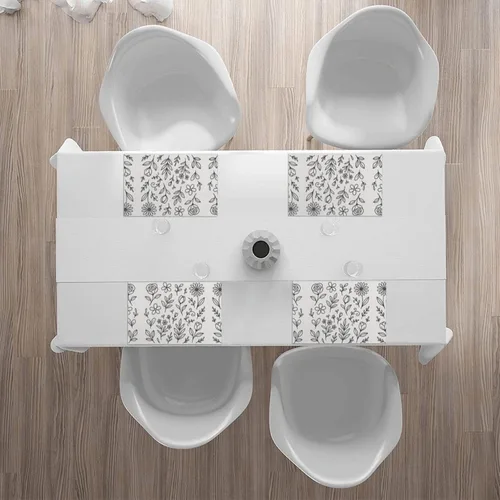 Vista 6 de Rectangular Placemats Set of 4, Heat Resistant Flower Doodles Printed Kitchen Dining Table Mats