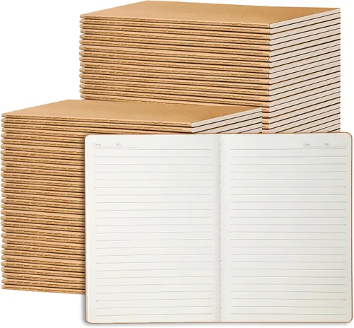 Vista 9 de miikoul Paquete de 4 cuadernos de papel kraft A5 con papel rayado, 8.3 x 5.5 pulgadas, 60 páginas/30 hojas, 80 g/m², cuaderno de viaje para adultos