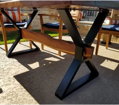 Vista 7 de Patas de metal para mesa, patas de escritorio y muebles resistentes, juego de 2 industriales modernos (28 pulgadas de altura, 23.6 pulgadas de ancho)