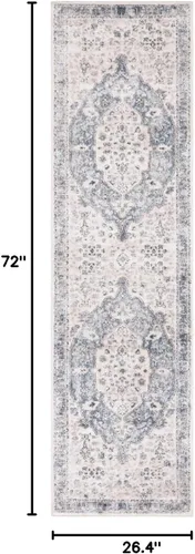 Vista 2 de SAFAVIEH Oregon Collection - Alfombra de pasillo, 2 pies 2 pulgadas x 6 pies, beige y gris, diseño oriental envejecido, no desprende pelusa
