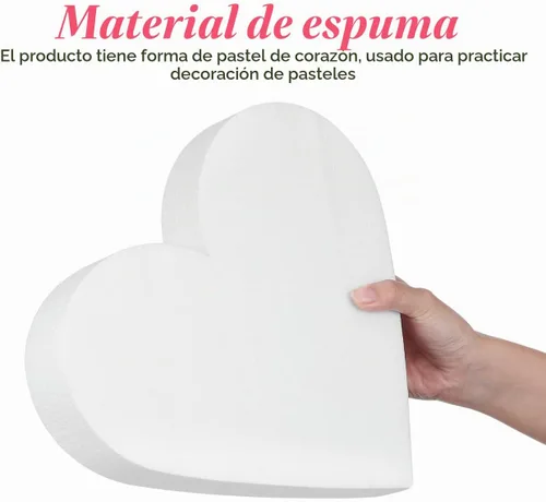 Vista 3 de Abaodam Maniquí de pastel de corazón de espuma de corazón, modelo de práctica de horneado de 12 pulgadas para el día de San Valentín, boda