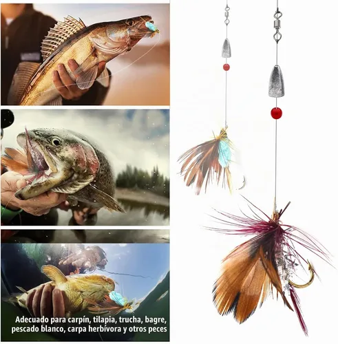 Vista 7 de Fly Fishing Kit, Handcrafted Dry Wet Flies with Realistic Lure Design Ready 12 piezas